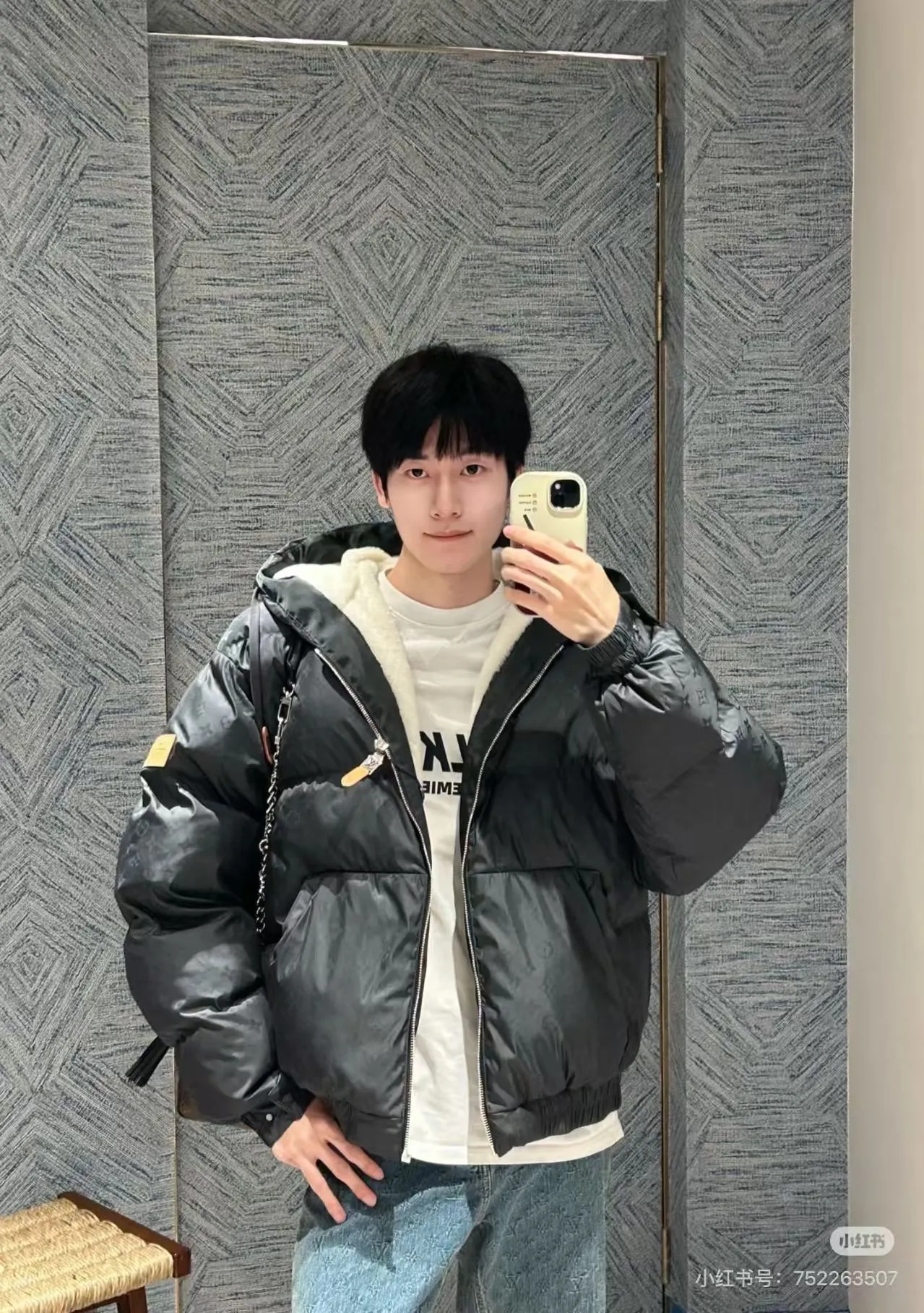 Louis Vuitton/Louis Vuitton Ski Series Full Print Jacquard Lambswool Hooded Down Cotton Jacket